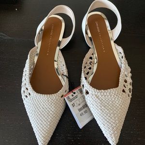 NWT Zara Basic Collection white weave flat.